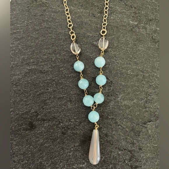 Dana Herbert Glass Crystal Beaded Y Necklace - Picture 5 of 5